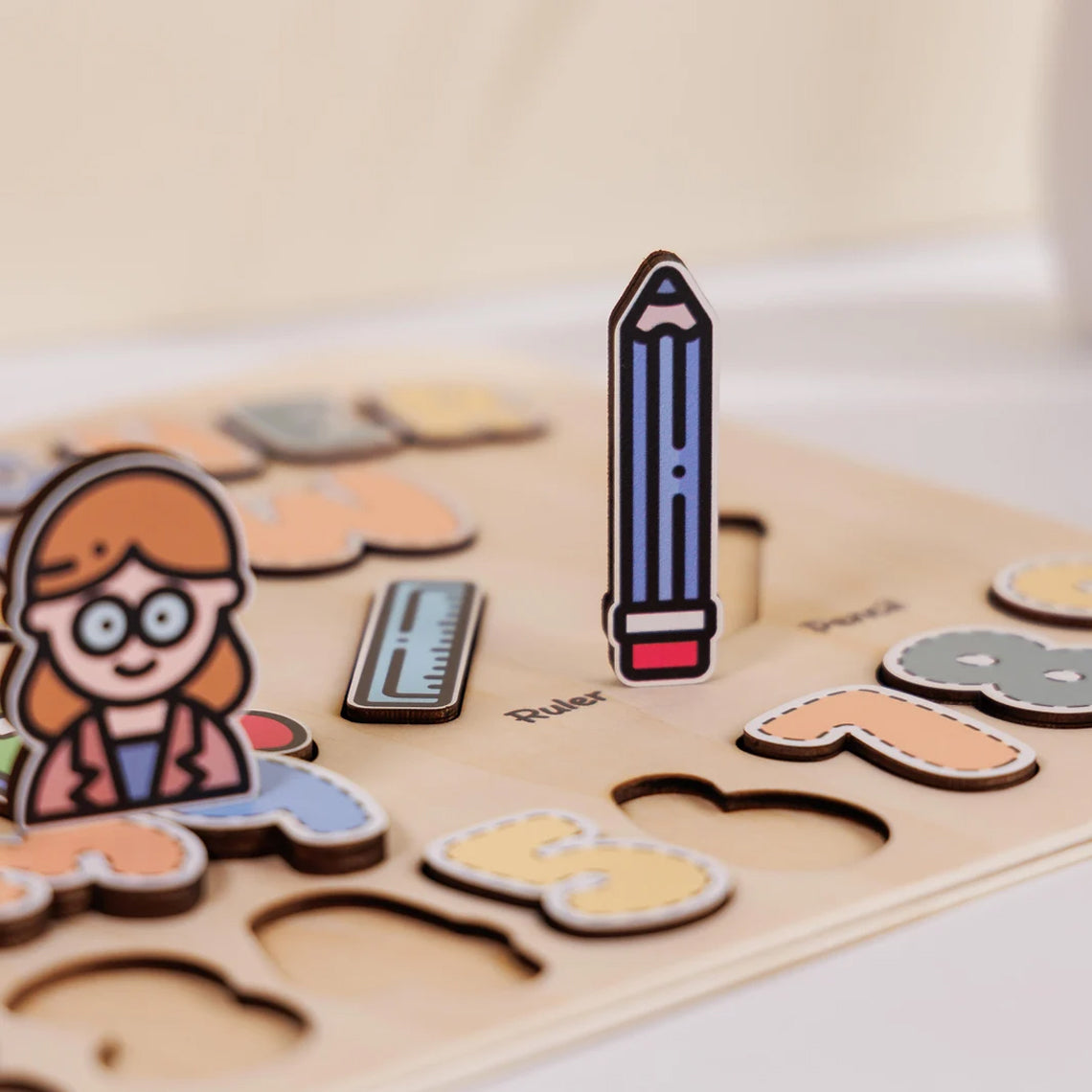 Personalized Name Baby Teacher Wooden Puzzle, Back To School Gifts for Kids, Wooden Toddler Toys