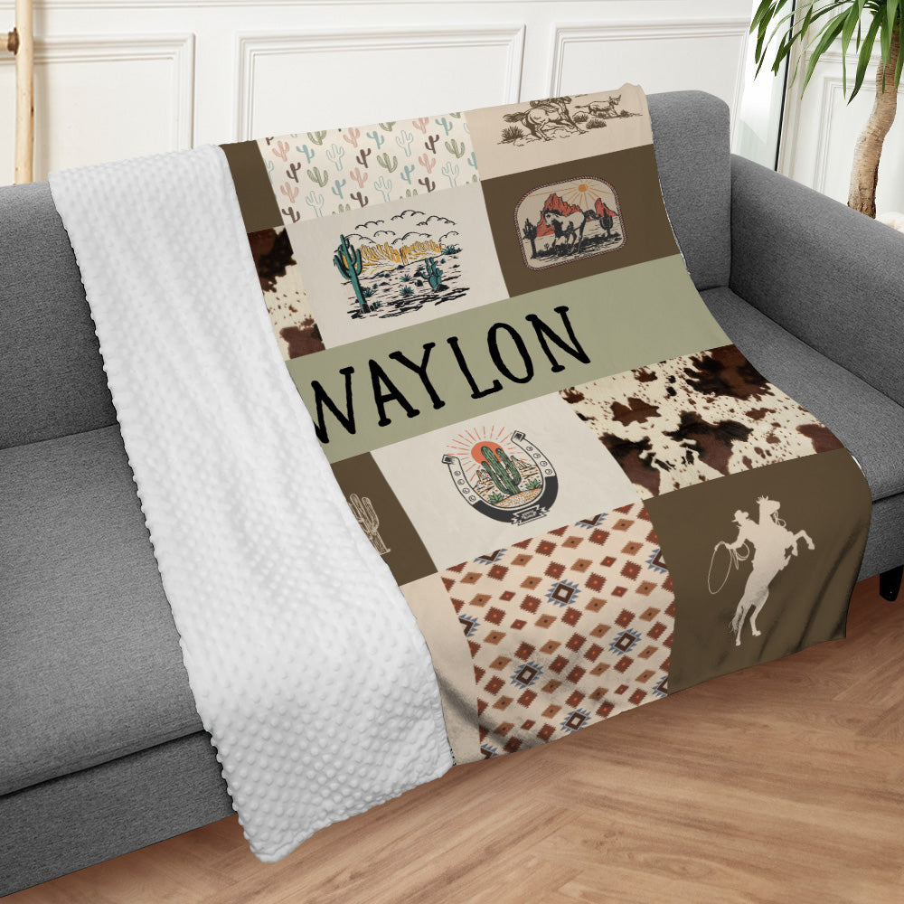 Personalized Name Minky Baby Blankets, Minky Blanket Double Layer with Dotted Backing for Infant Toddler Crib, Gift For Baby