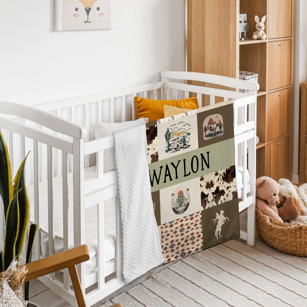 Personalized Name Minky Baby Blankets, Minky Blanket Double Layer with Dotted Backing for Infant Toddler Crib, Gift For Baby