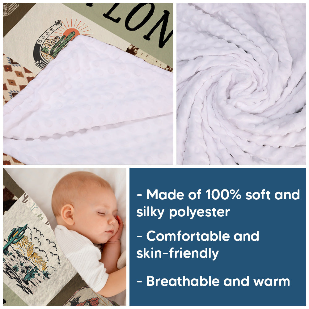 Personalized Name Minky Baby Blankets, Minky Blanket Double Layer with Dotted Backing for Infant Toddler Crib, Gift For Baby