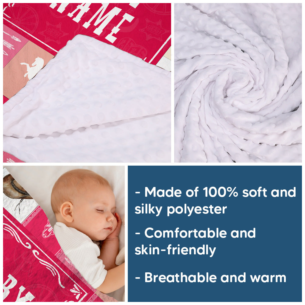 Personalized Name Minky Baby Blankets Pink , Minky Blanket Double Layer with Dotted Backing for Infant Toddler Crib, Gift For Baby
