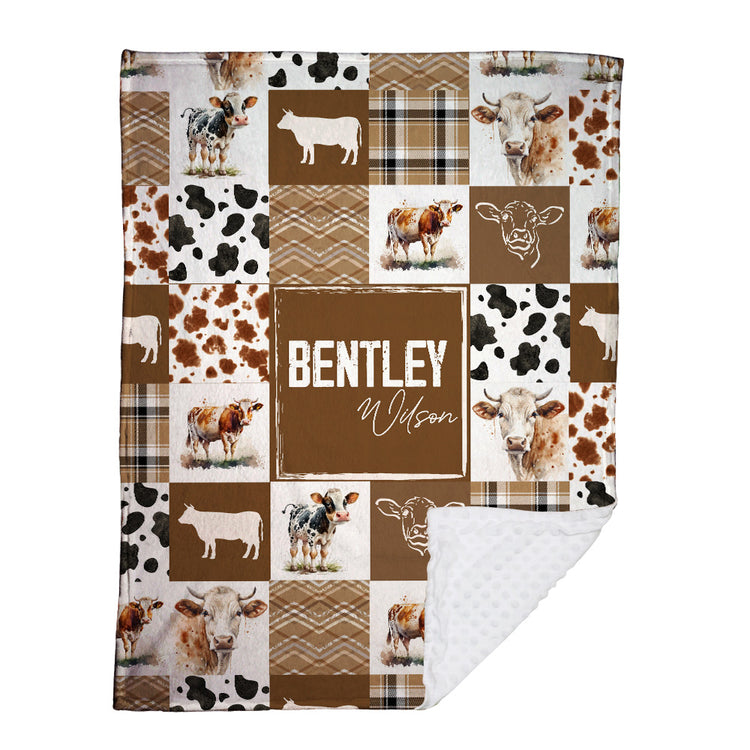 Personalized Name Minky Baby Blankets, Soft Plush Receiving Minky Blanket Double Layer with Dotted Backing for Infant Toddler Crib