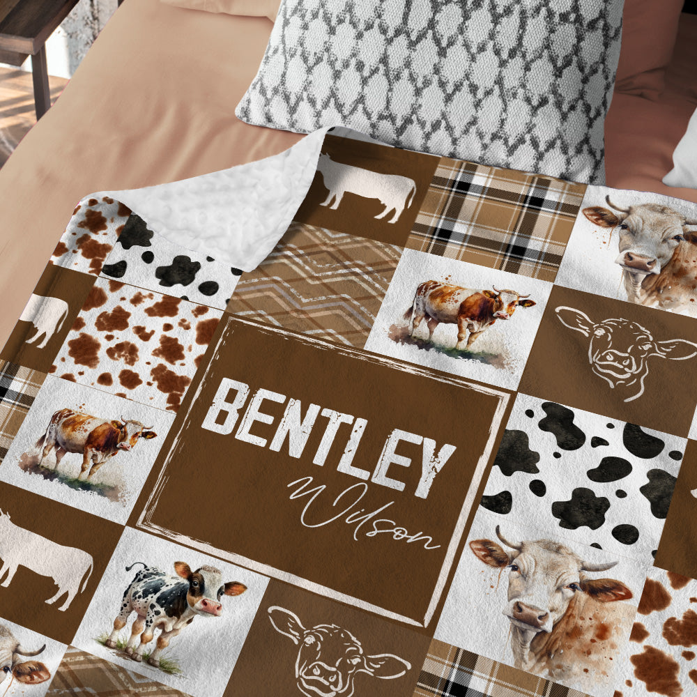 Personalized Name Minky Baby Blankets, Soft Plush Receiving Minky Blanket Double Layer with Dotted Backing for Infant Toddler Crib