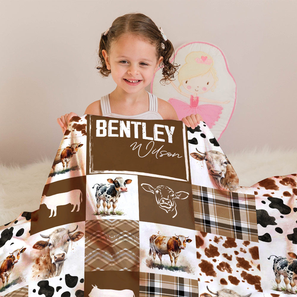 Personalized Name Minky Baby Blankets, Soft Plush Receiving Minky Blanket Double Layer with Dotted Backing for Infant Toddler Crib