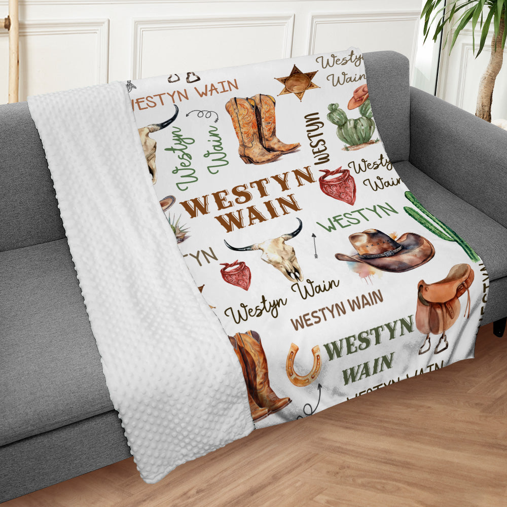 Personalized Name Minky Baby Blankets, Soft Plush Receiving Minky Blanket Double Layer with Dotted Backing for Infant Toddler Crib, Gift For Baby