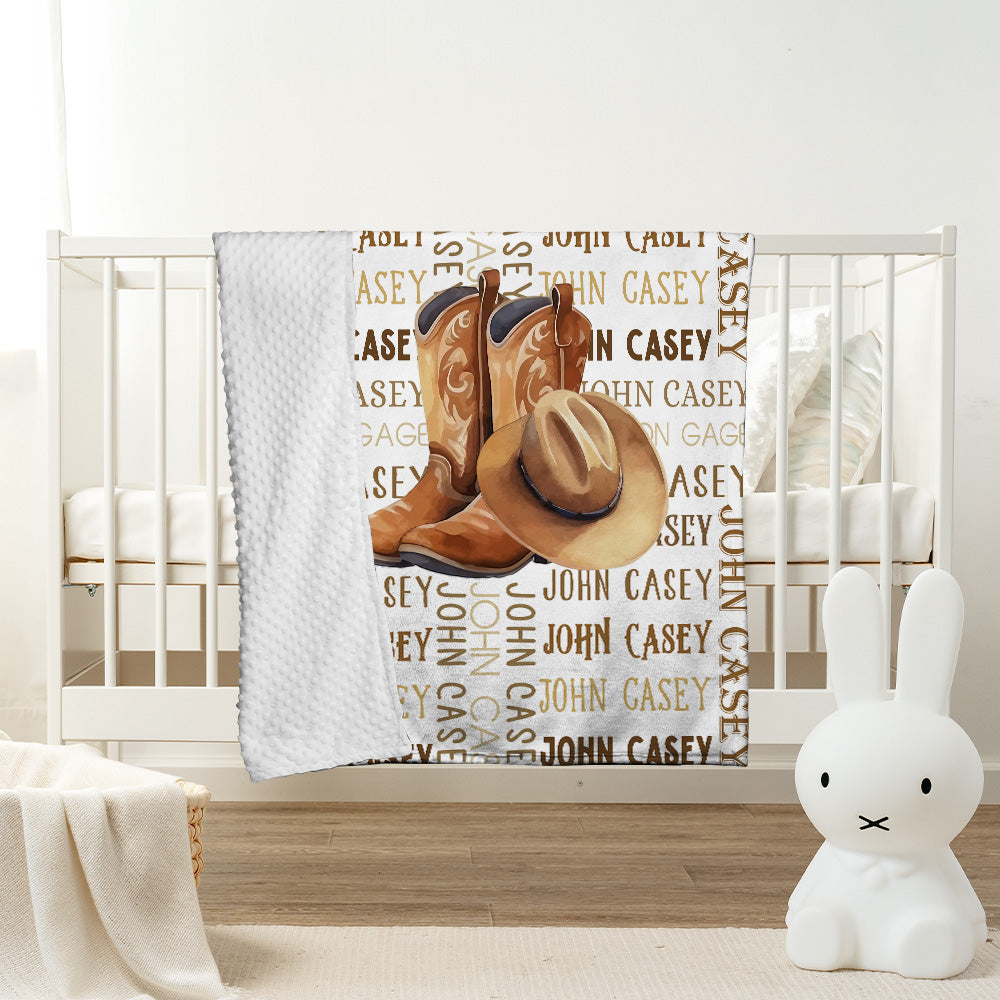 Personalized Name Minky Baby Blankets for Baby, Minky Blanket Double Layer with Dotted Backing for Infant Toddler, Gift For Baby