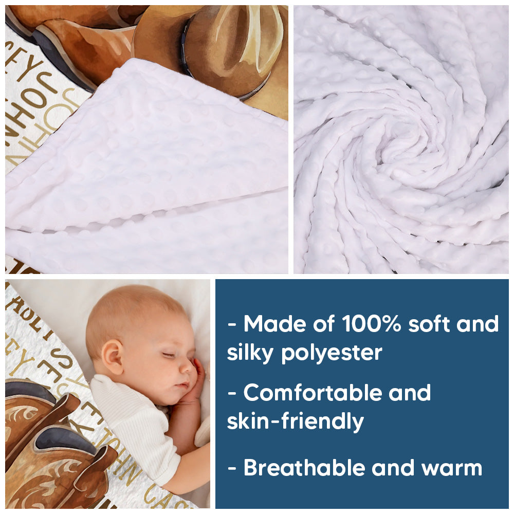 Personalized Name Minky Baby Blankets for Baby, Minky Blanket Double Layer with Dotted Backing for Infant Toddler, Gift For Baby