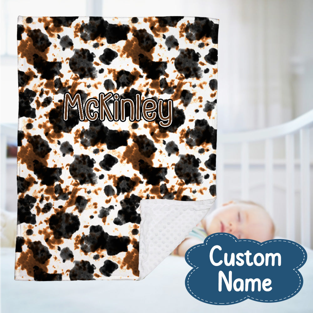 Personalized Name Minky Baby Blankets for Baby, Western Baby Stuff, Soft Plush Receiving Minky Blanket Double Layer with Dotted Backing for Infant Toddler Crib, Gift For Kids