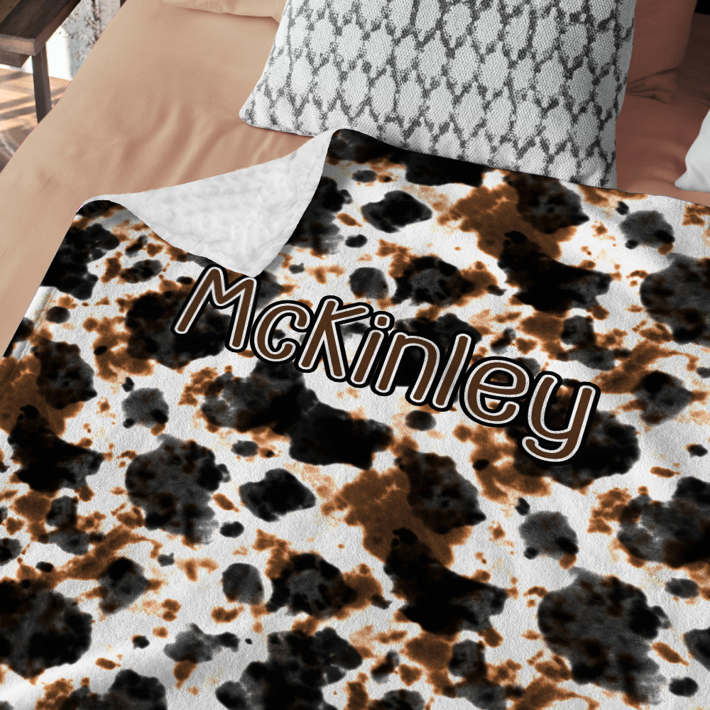 Personalized Name Minky Baby Blankets for Baby, Western Baby Stuff, Soft Plush Receiving Minky Blanket Double Layer with Dotted Backing for Infant Toddler Crib, Gift For Kids