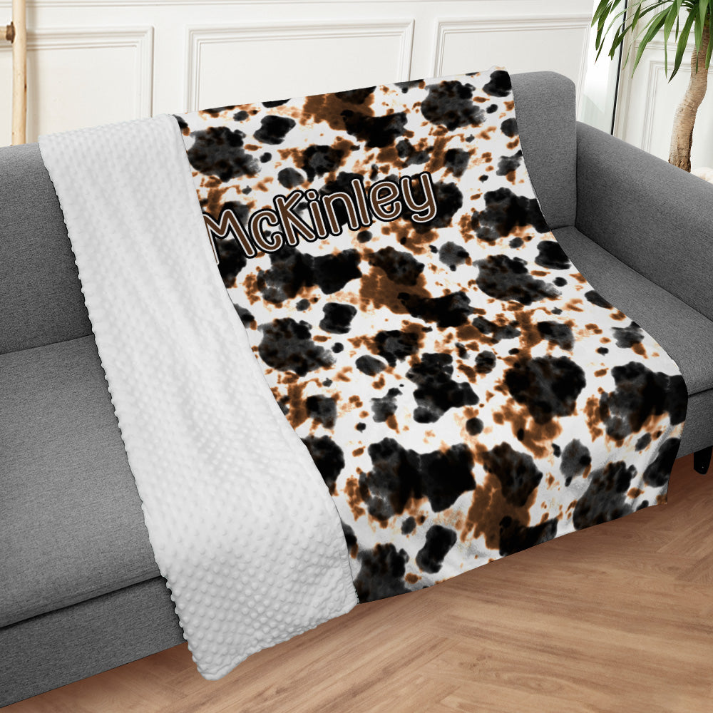 Personalized Name Minky Baby Blankets for Baby, Western Baby Stuff, Soft Plush Receiving Minky Blanket Double Layer with Dotted Backing for Infant Toddler Crib, Gift For Kids