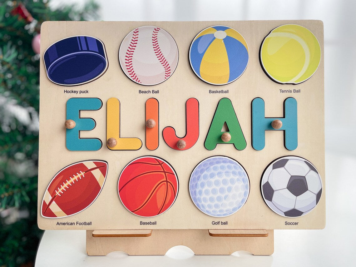 Personalized Name Puzzle With Balls, Personalized sports puzzle, Birthday Gifts for Girls And Boys