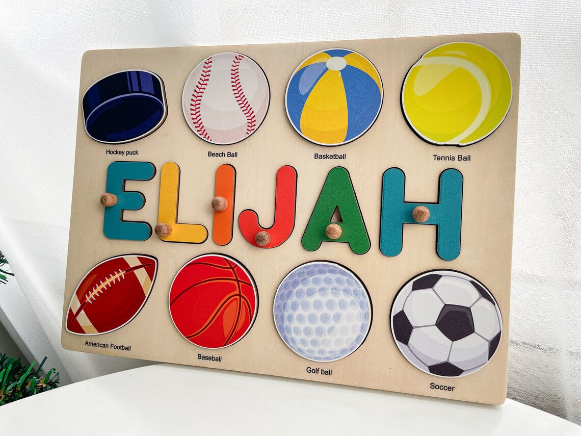 Personalized Name Puzzle With Balls, Personalized sports puzzle, Birthday Gifts for Girls And Boys