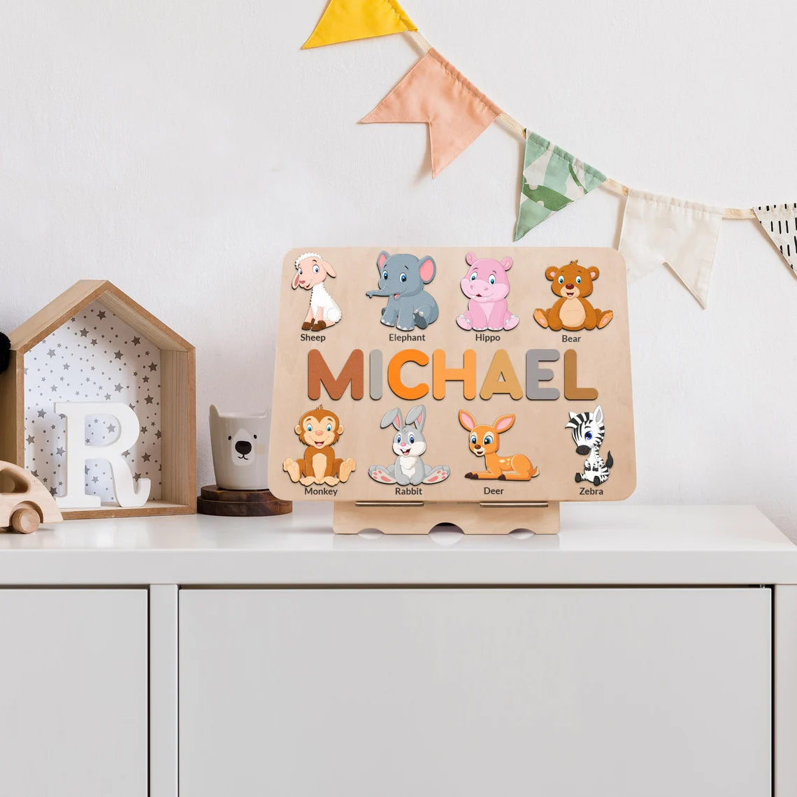 Personalized Name Puzzle With Pegs, 1 Year Old Gift, Best Baby Gift