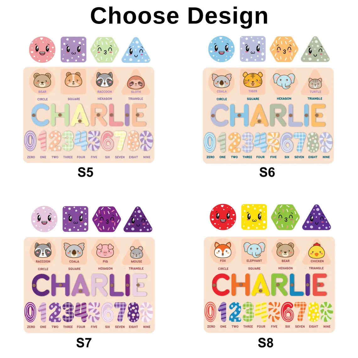 Personalized Name Puzzle With Shapes And Numbers, One year old Gifts