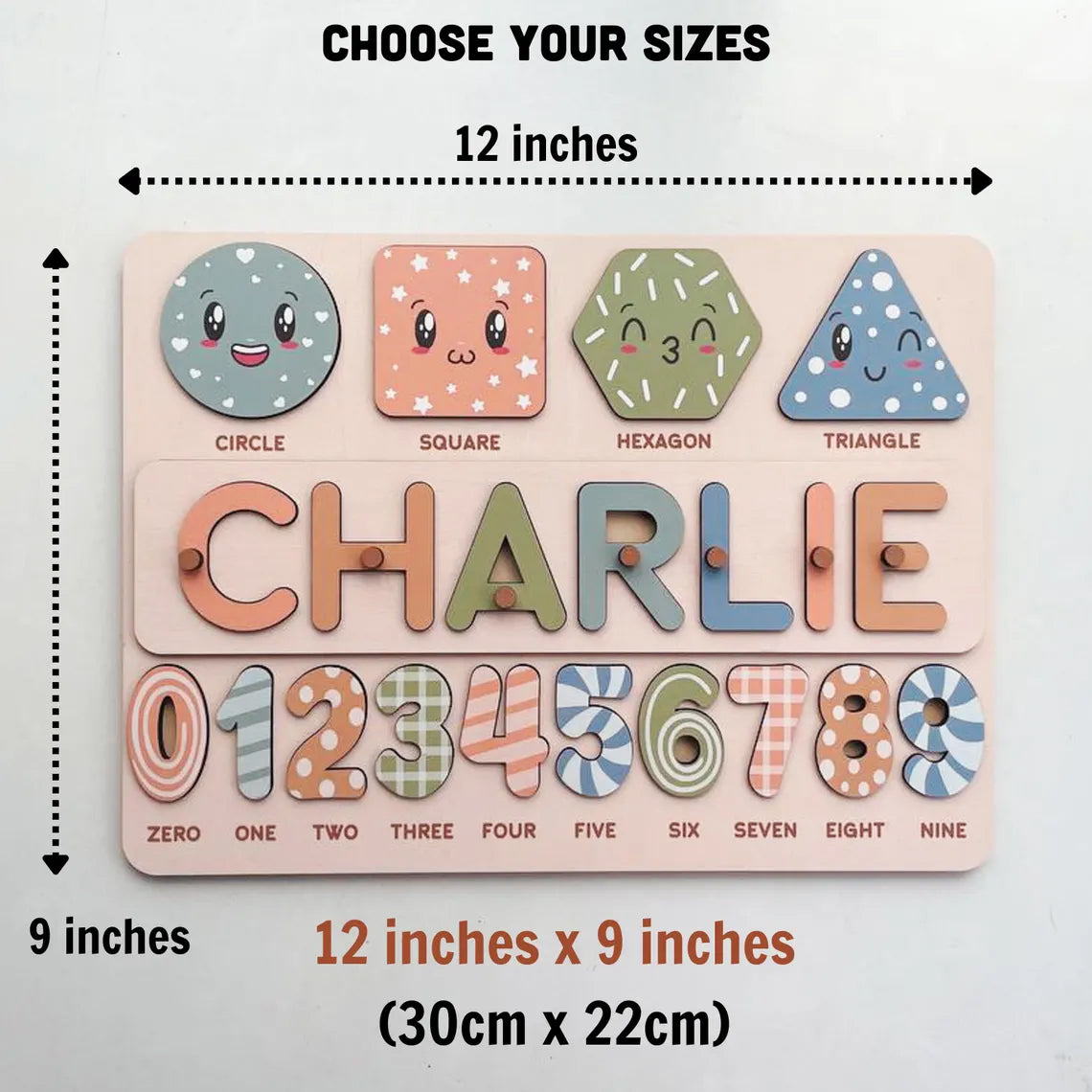 Personalized Name Puzzle With Shapes And Numbers, One year old Gifts