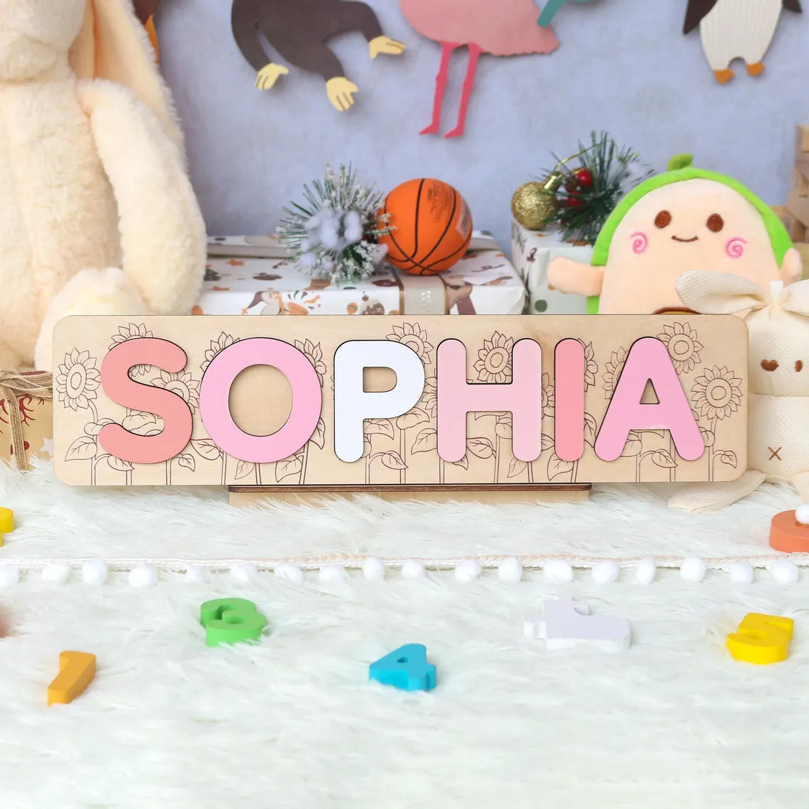 Personalized Name Puzzle  for Baby, Baby Name Name Puzzle, First Birthday Gifts, Wooden Toys for Baby, Toddler Gift