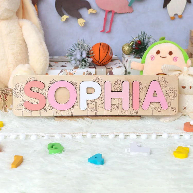 Personalized Name Puzzle  for Baby, Baby Name Name Puzzle, First Birthday Gifts, Wooden Toys for Baby, Toddler Gift