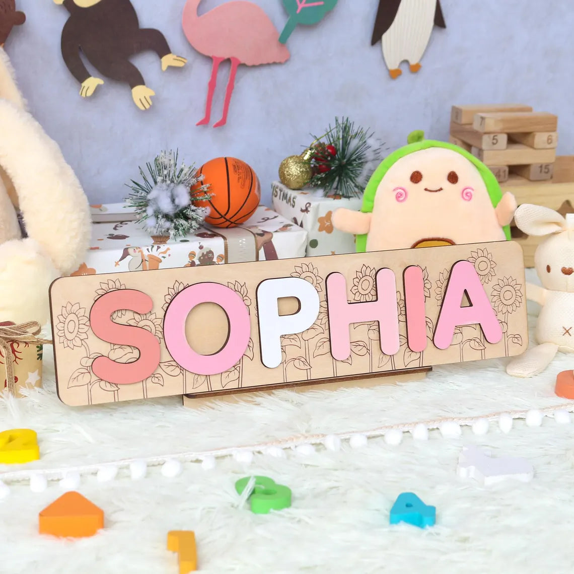 Personalized Name Puzzle  for Baby, Baby Name Name Puzzle, First Birthday Gifts, Wooden Toys for Baby, Toddler Gift