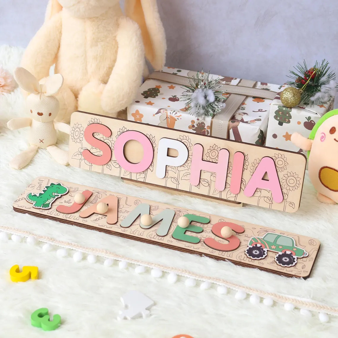 Personalized Name Puzzle  for Baby, Baby Name Name Puzzle, First Birthday Gifts, Wooden Toys for Baby, Toddler Gift