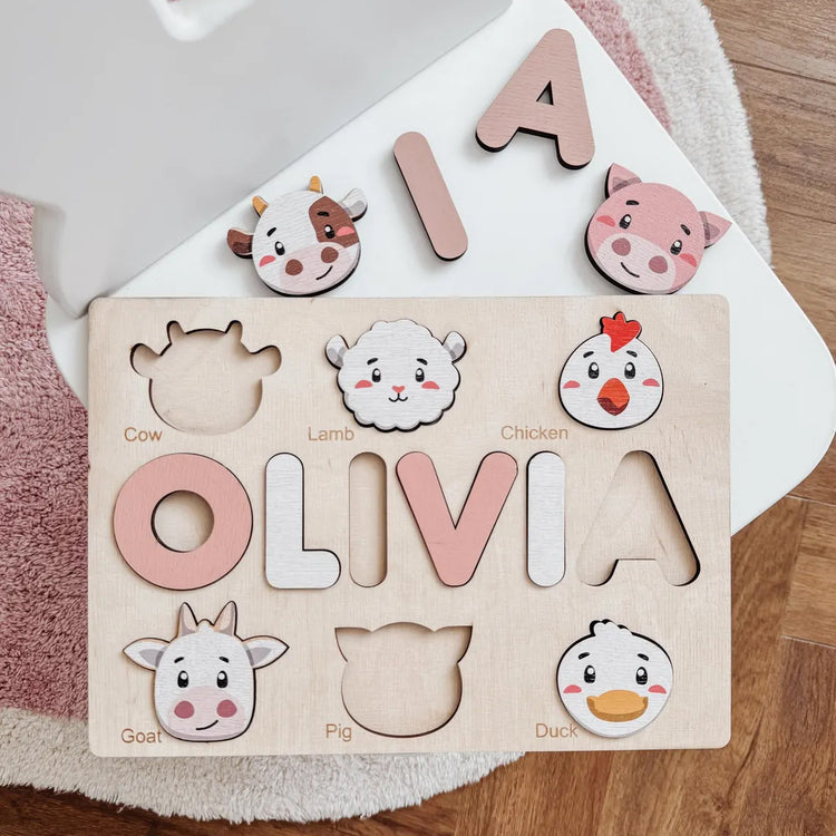 Personalized Name Puzzle for Kids, Wooden Puzzles For Toddlers, Early Learning Toys for Baby Boy & Girl 1 Year Old