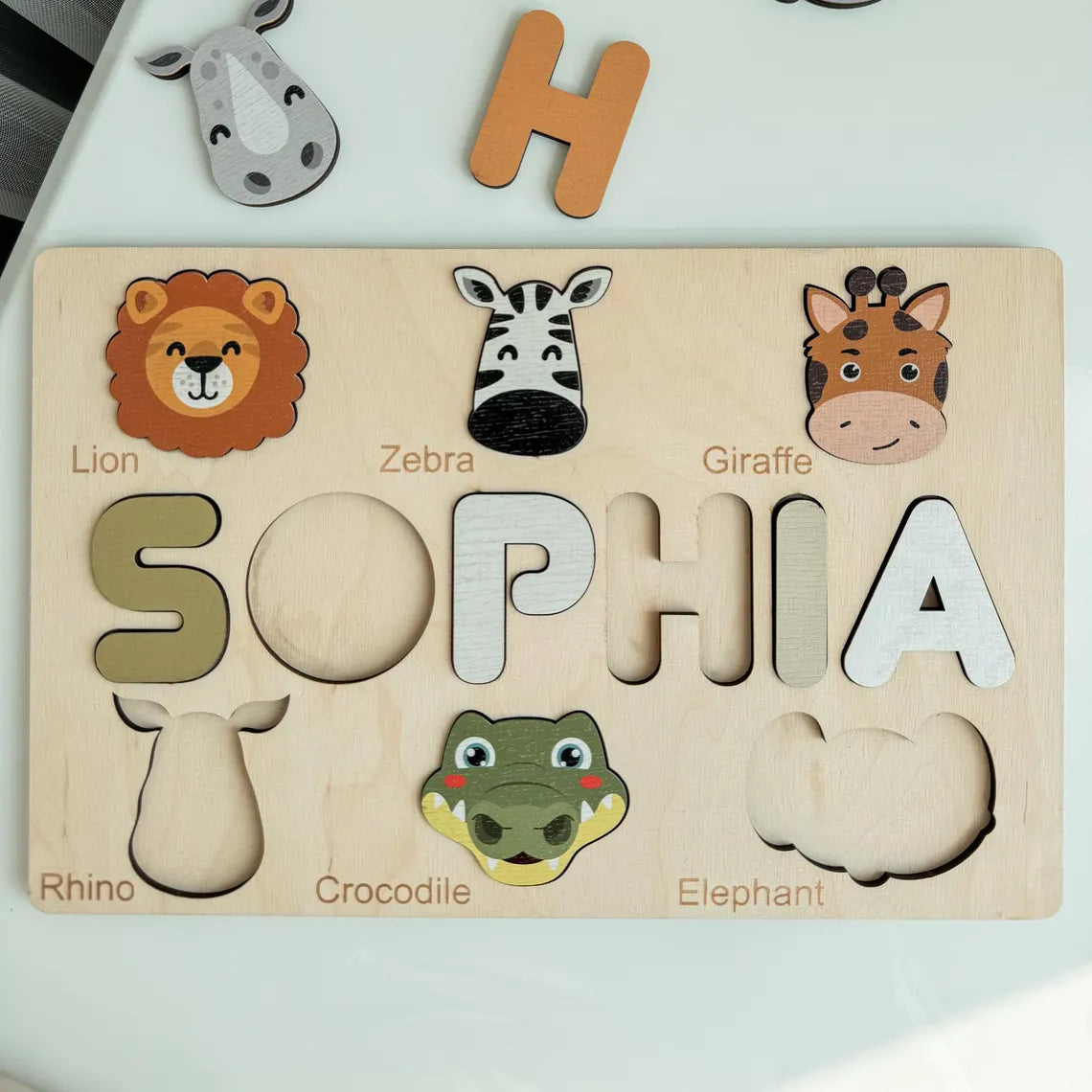 Personalized Name Puzzle for Kids, Wooden Puzzles For Toddlers, Early Learning Toys for Baby Boy & Girl 1 Year Old