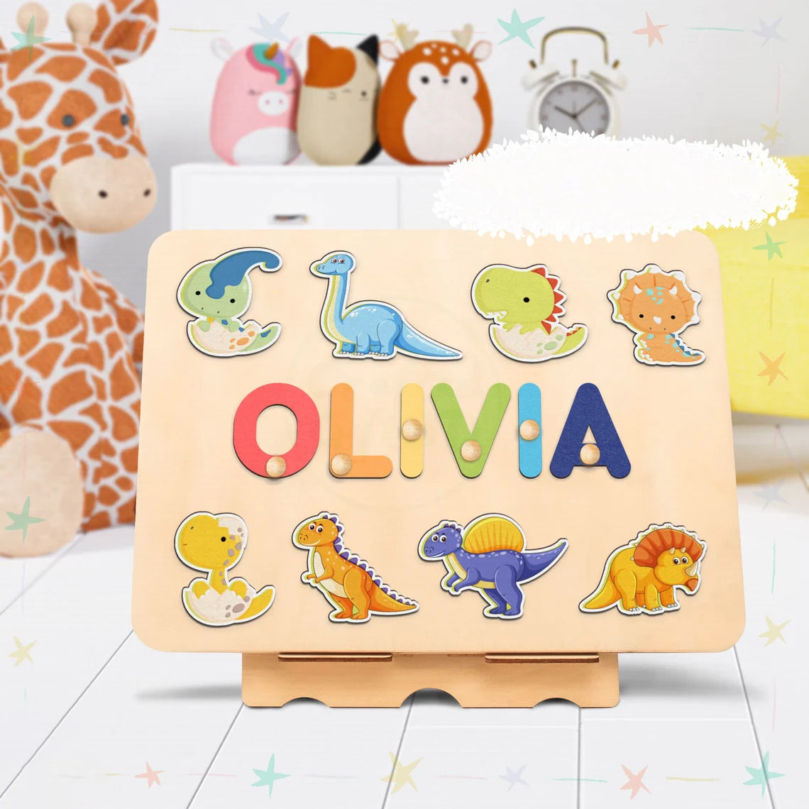 Personalized Puzzle Name - Dinosaur Birthday Toy - Dinosaur Rex Puzzle Boys - 1 2 3 year old gift