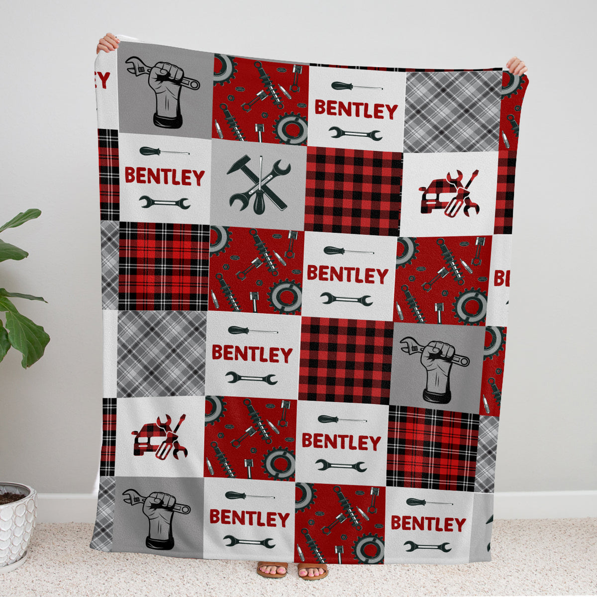 Personalized Red Plush Baby Blankets for Boys & Girls - Custom Name Swaddle Blanket for Newborns & Toddlers