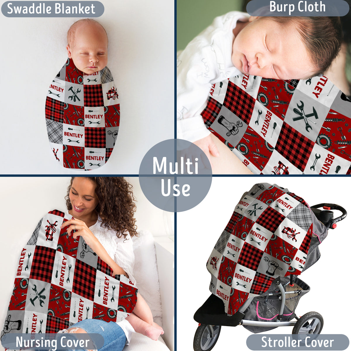 Personalized Red Plush Baby Blankets for Boys & Girls - Custom Name Swaddle Blanket for Newborns & Toddlers