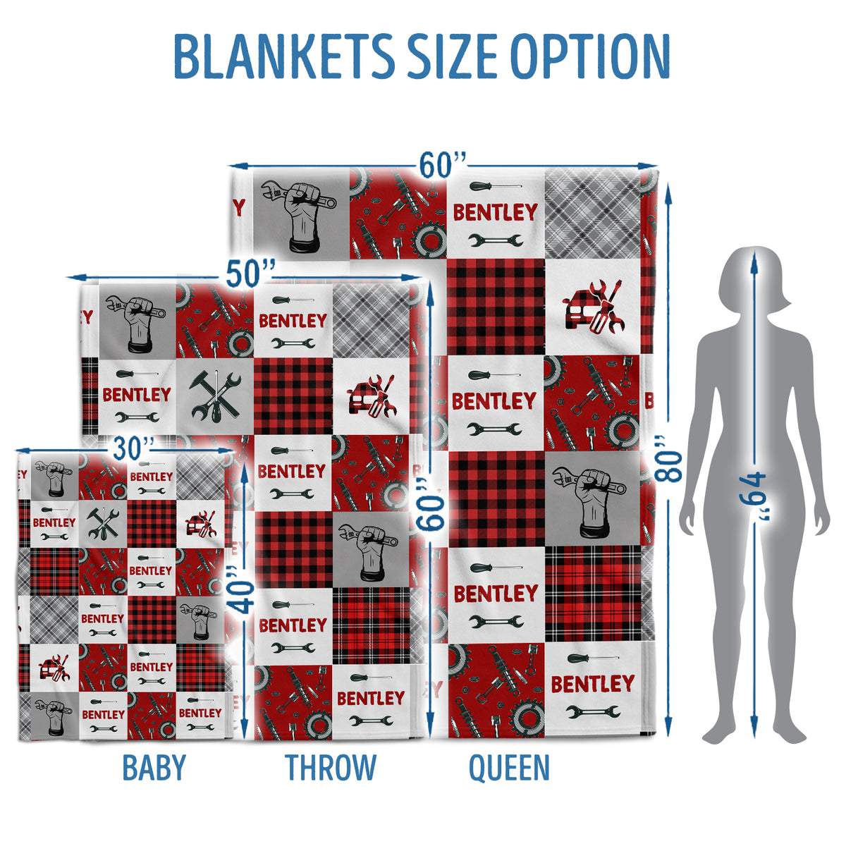 Personalized Red Plush Baby Blankets for Boys & Girls - Custom Name Swaddle Blanket for Newborns & Toddlers