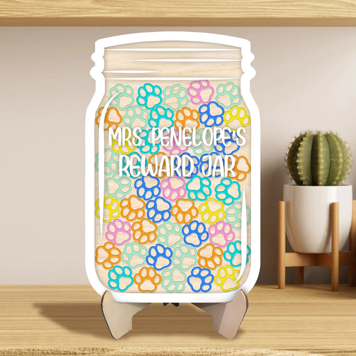 Personalized Kids Reward Jar For Classroom, Dog Paw Acrylic Charms, Teacher Jar Gift, Custom Teacher Name Sign