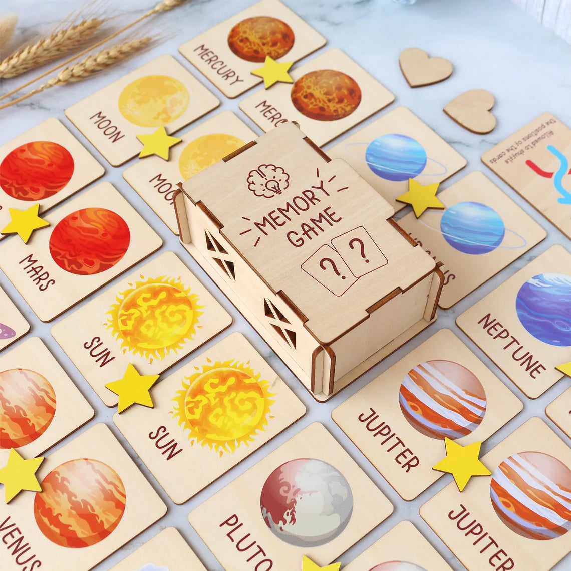 Personalized Space Memory Game Montessori Matching Cards for Kids, Visual Schedule for Kids Age 2-5, Gift for Kids