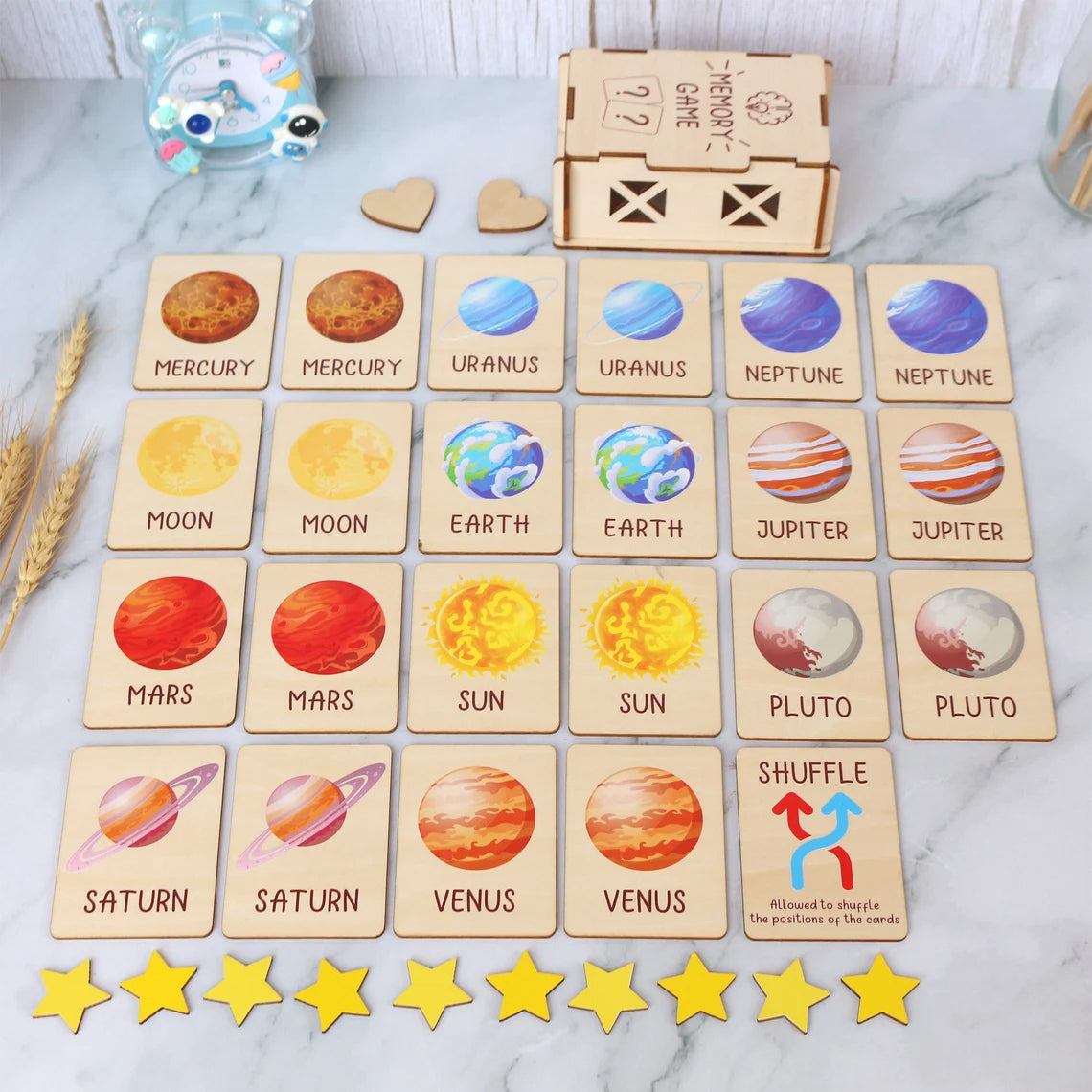 Personalized Space Memory Game Montessori Matching Cards for Kids, Visual Schedule for Kids Age 2-5, Gift for Kids