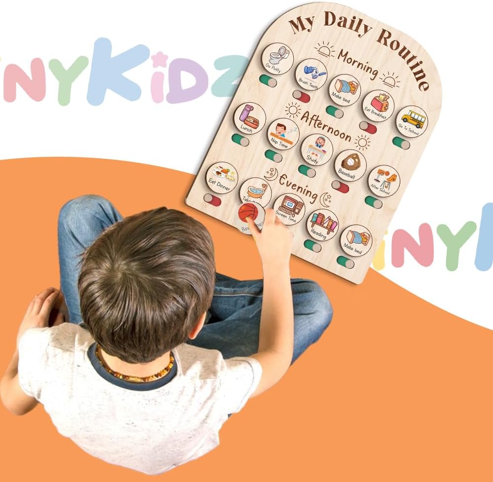 Toddler Routine Chart For Kids, Visual Schedule, Morning Bedtime Routine Chart for Toddlers