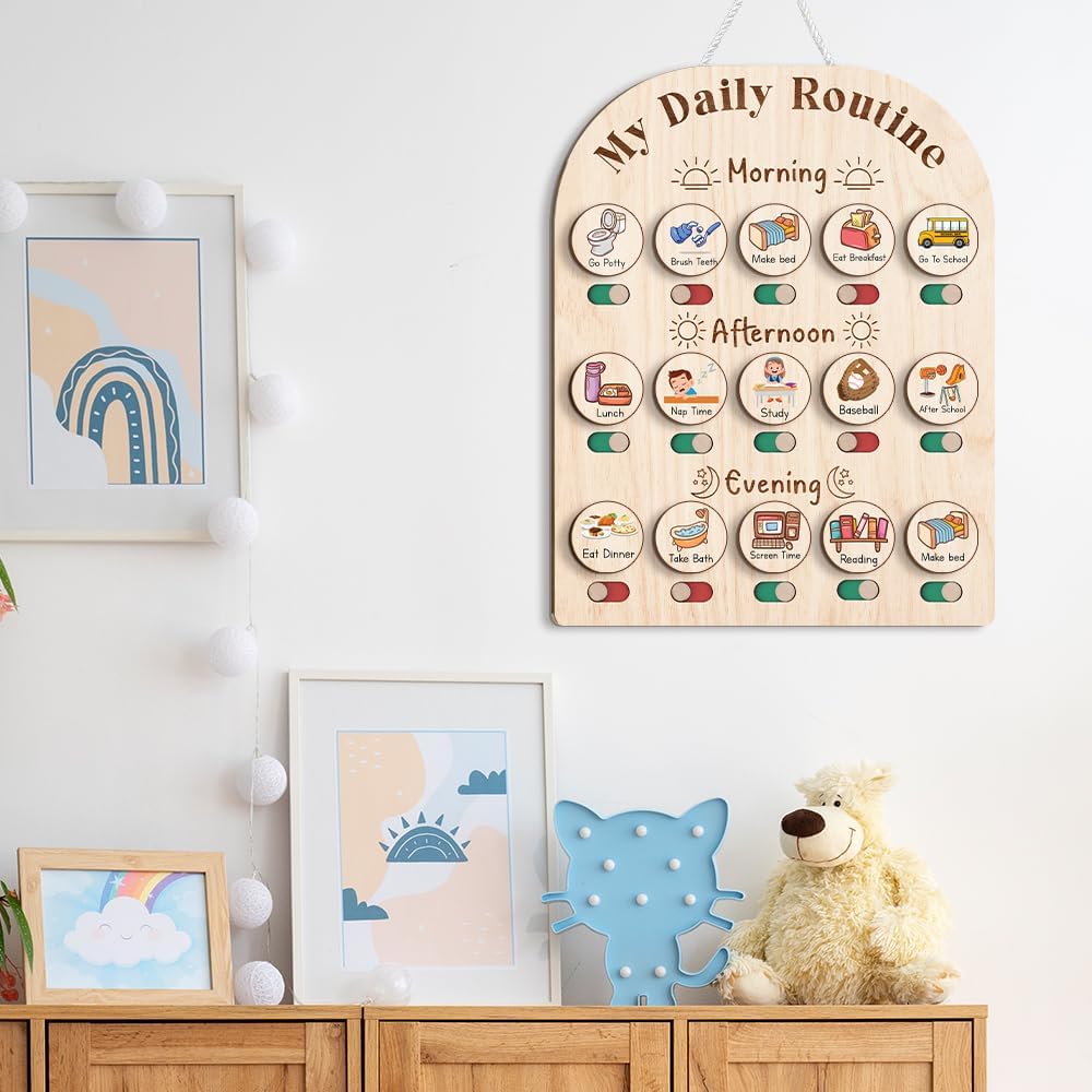 Toddler Routine Chart For Kids, Visual Schedule, Morning Bedtime Routine Chart for Toddlers