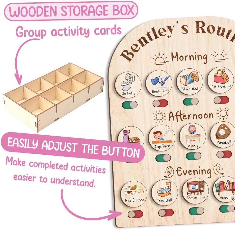 Toddler Routine Chart For Kids, Visual Schedule, Morning Bedtime Routine Chart for Toddlers