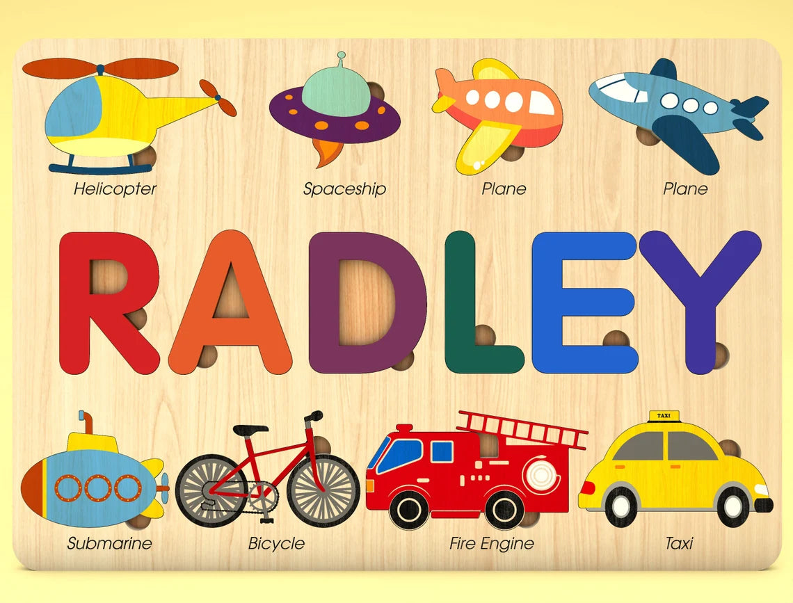 Personalized Transportation Puzzle, Back To School Gift For Kids