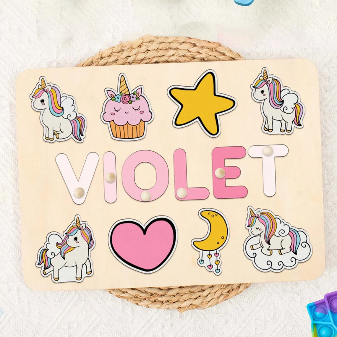 Personalized Unicorn Name Puzzle, Personalized Birthday Gift for Kids, Unicorn Baby Girl Gift
