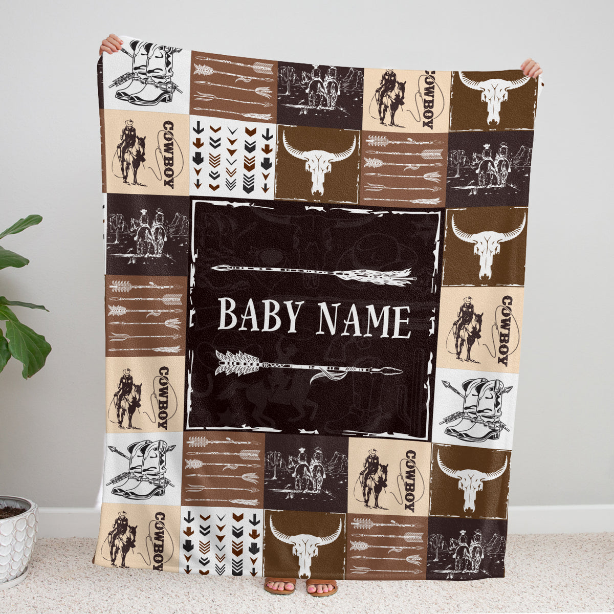 Personalized Western Baby Blanket, Fleece Blankets, 3 Sizes Fleece Blanket for Infant Newborn Son Daughter Toddlers Youth