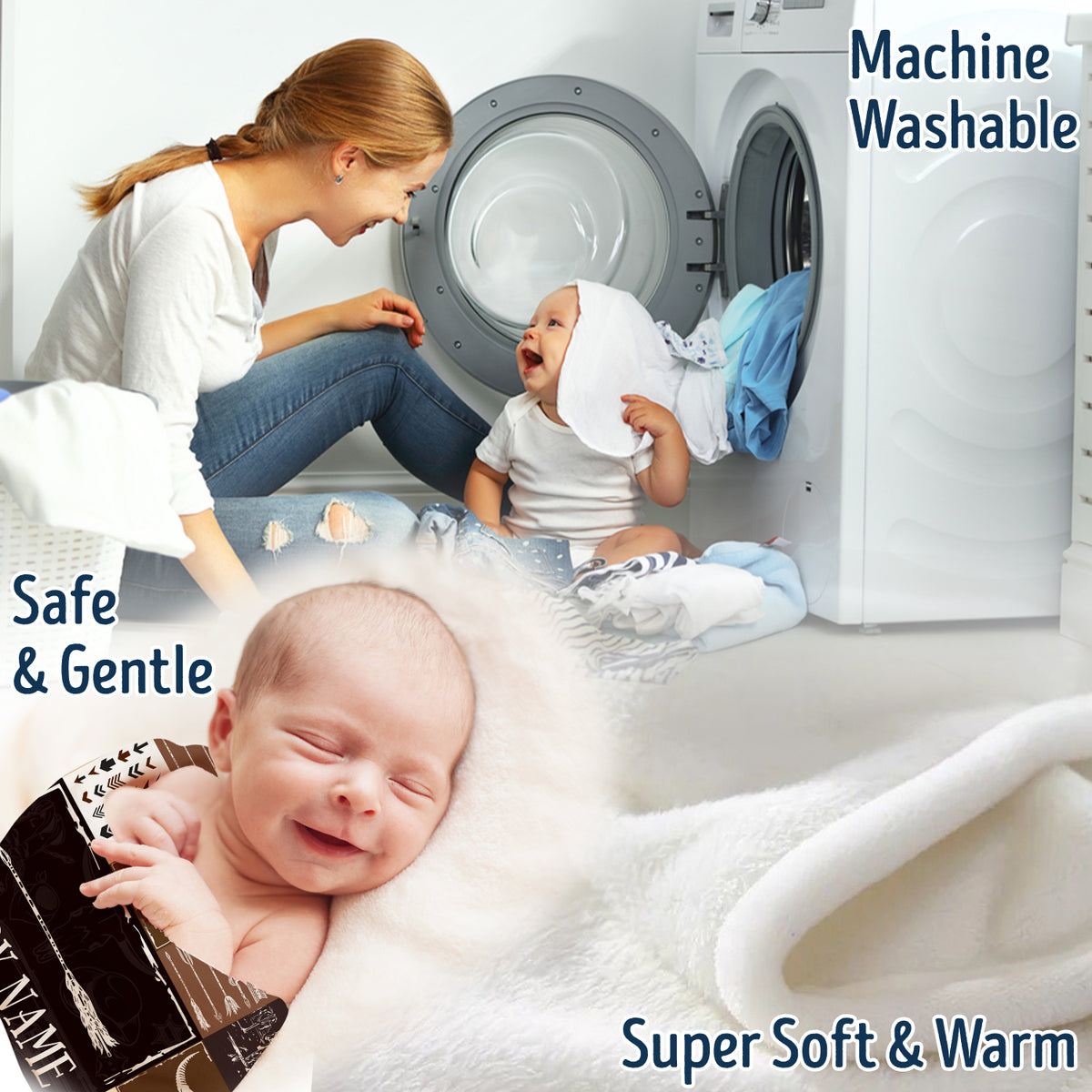 Personalized Western Baby Blanket, Fleece Blankets, 3 Sizes Fleece Blanket for Infant Newborn Son Daughter Toddlers Youth