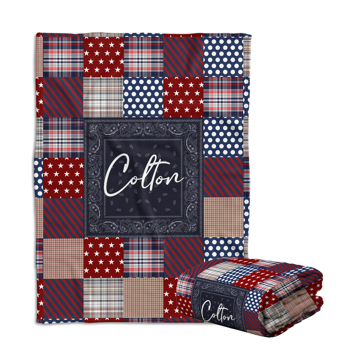 Personalized Western Baby Blankets for Boys, Western Pattern Blankets, Custom Baby Blankets Name Fleece Blankets for Newborn Infant