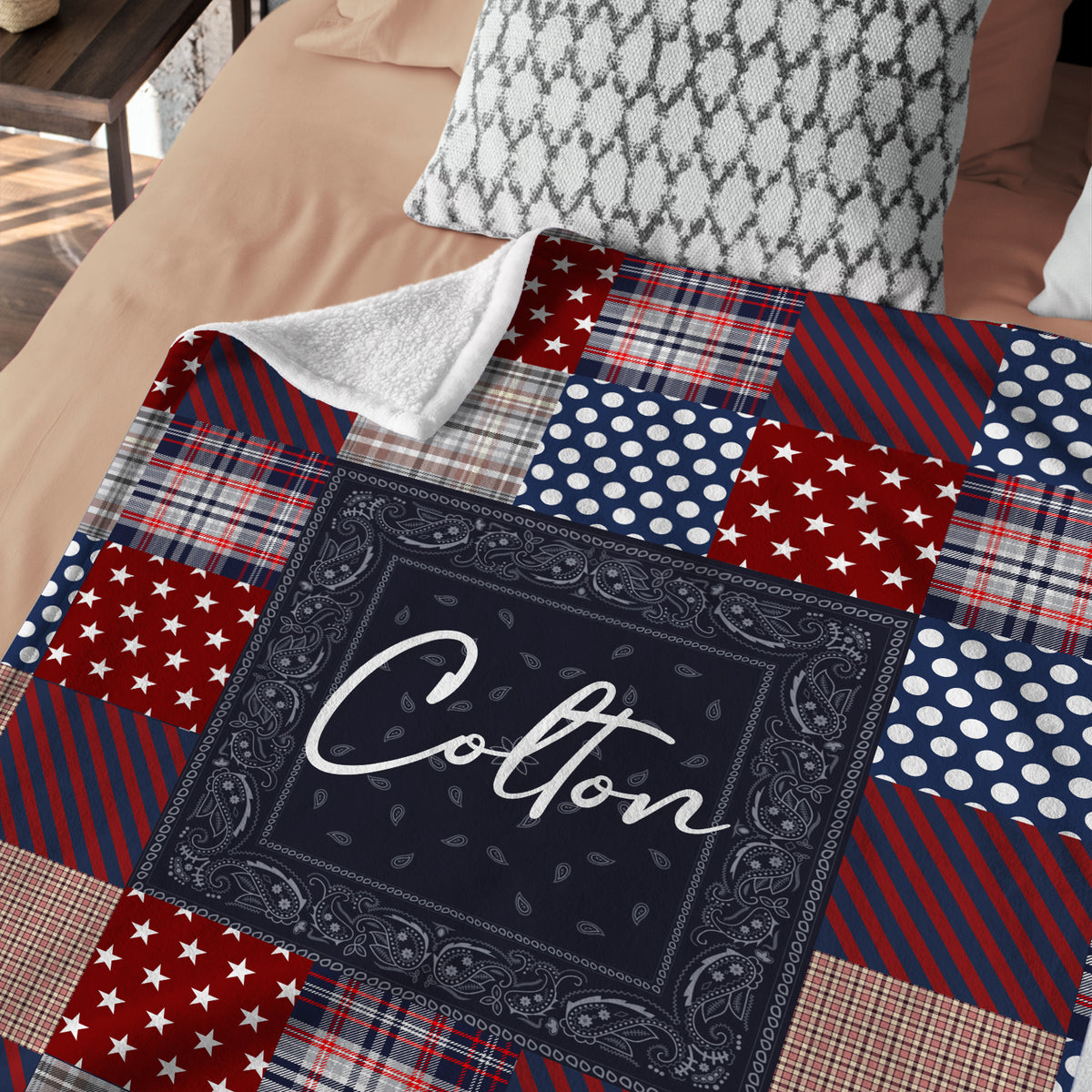 Personalized Western Baby Blankets for Boys, Western Pattern Blankets, Custom Baby Blankets Name Fleece Blankets for Newborn Infant
