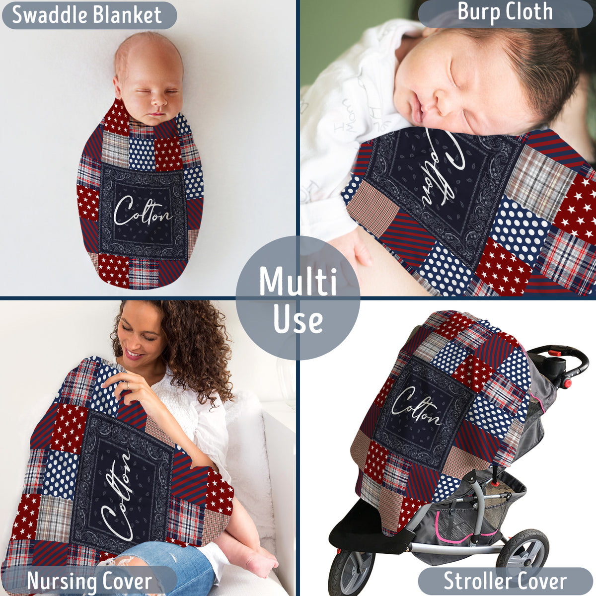 Personalized Western Baby Blankets for Boys, Western Pattern Blankets, Custom Baby Blankets Name Fleece Blankets for Newborn Infant