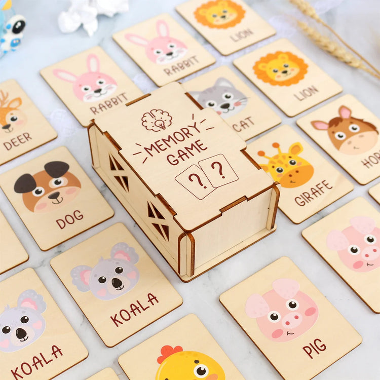 Personalized Wooden Animal Matching Game Montessori Learning Toy, Visual Schedule for Kids Age 2-5, Gift for Kids