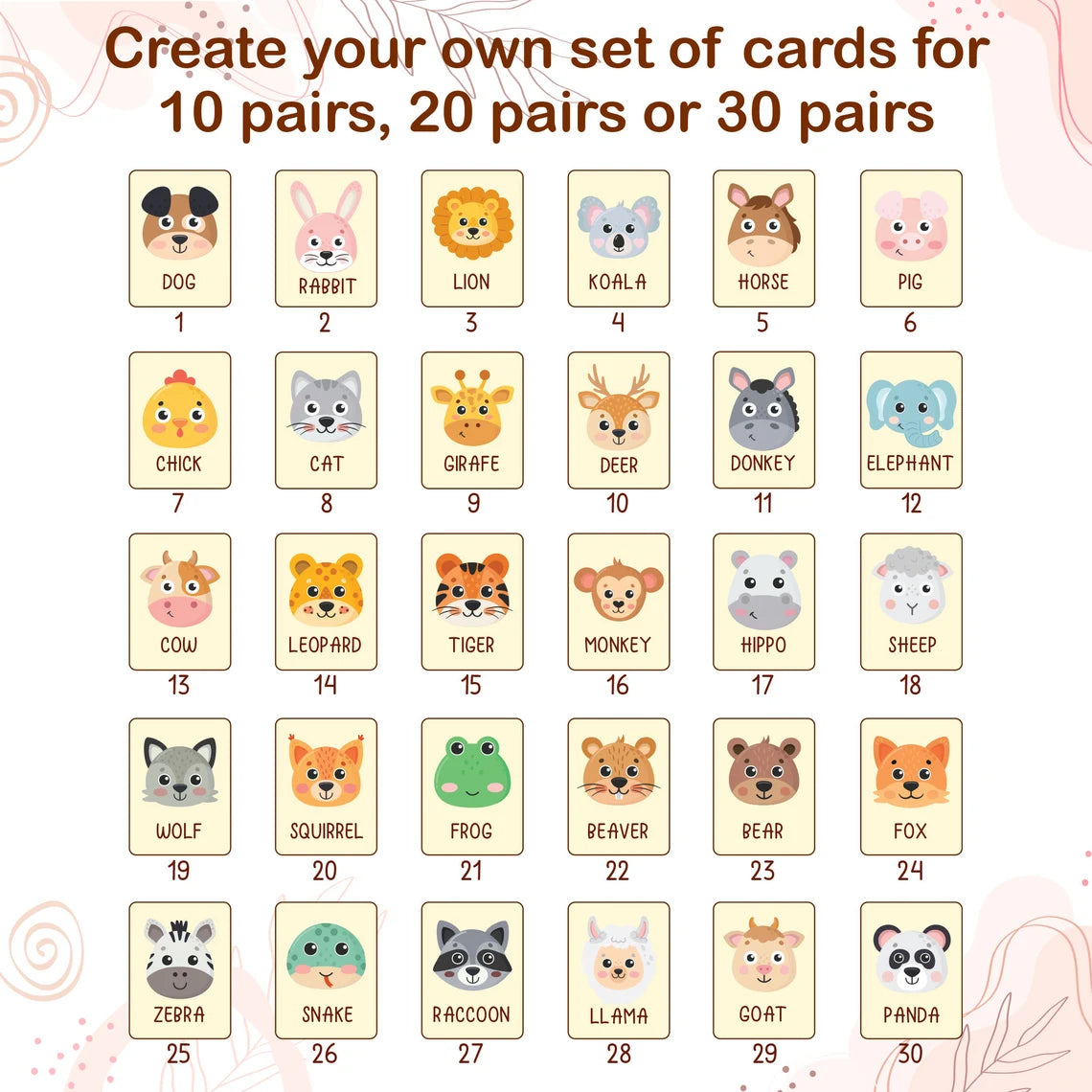 Personalized Wooden Animal Matching Game Montessori Learning Toy, Visual Schedule for Kids Age 2-5, Gift for Kids
