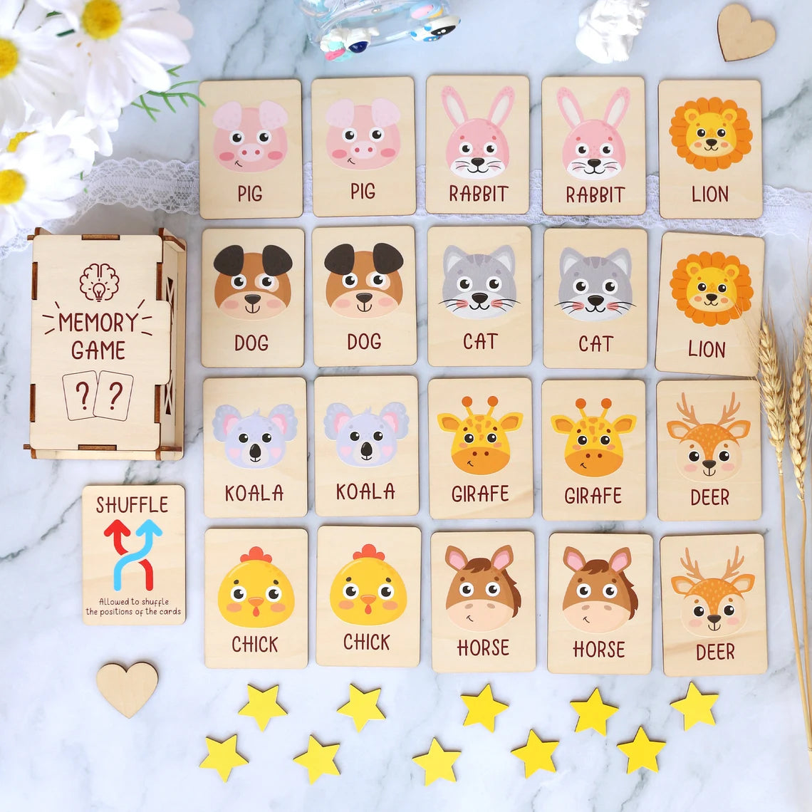 Personalized Wooden Animal Matching Game Montessori Learning Toy, Visual Schedule for Kids Age 2-5, Gift for Kids