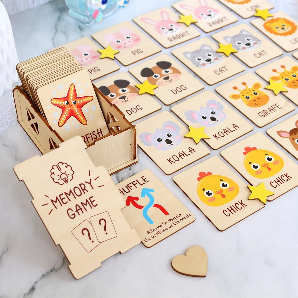 Personalized Wooden Animal Matching Game Montessori Learning Toy, Visual Schedule for Kids Age 2-5, Gift for Kids