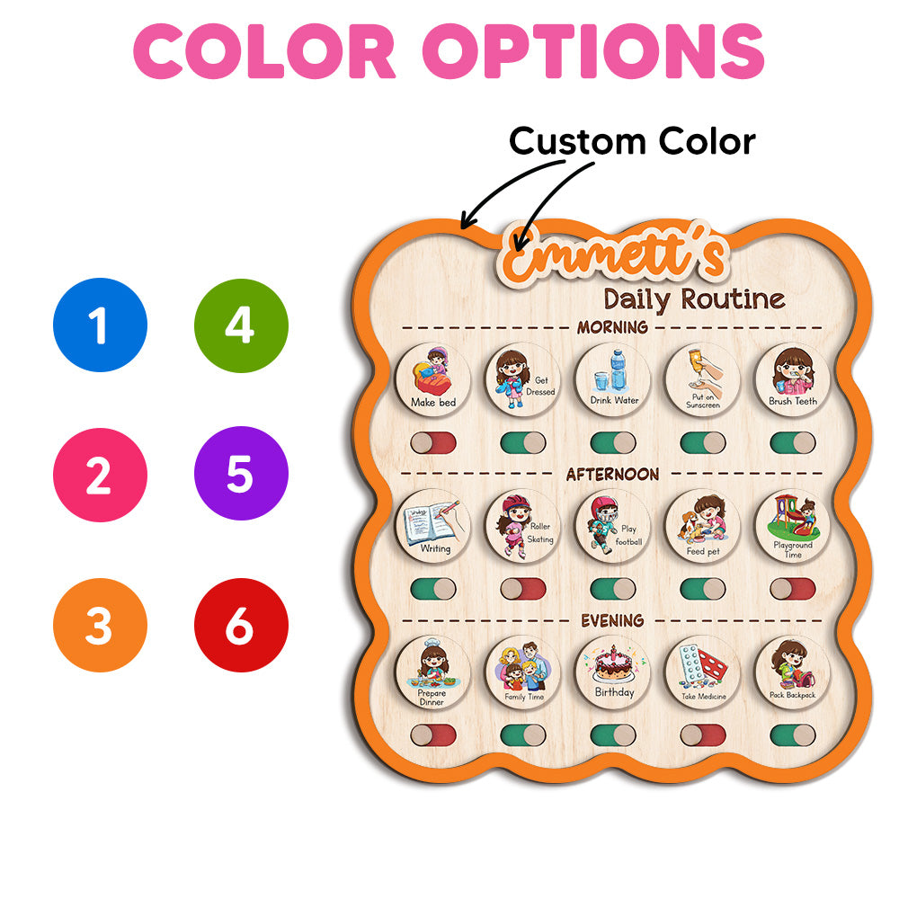 Personalized Wooden Chore Chart for Kids, Toddler Routine Board, Visual Schedule for Kids Age 3-5