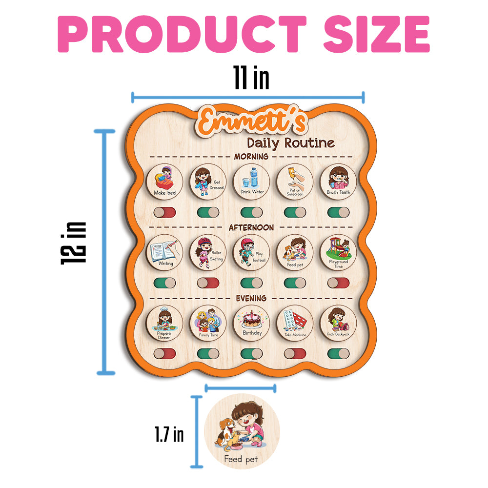 Personalized Wooden Chore Chart for Kids, Toddler Routine Board, Visual Schedule for Kids Age 3-5