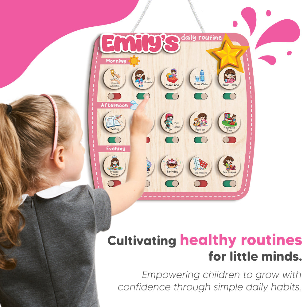 Personalized Wooden Chore Chart for Kids, Toddler Routine Board, Visual Schedule for Kids Age 3-5, Gift for Kids