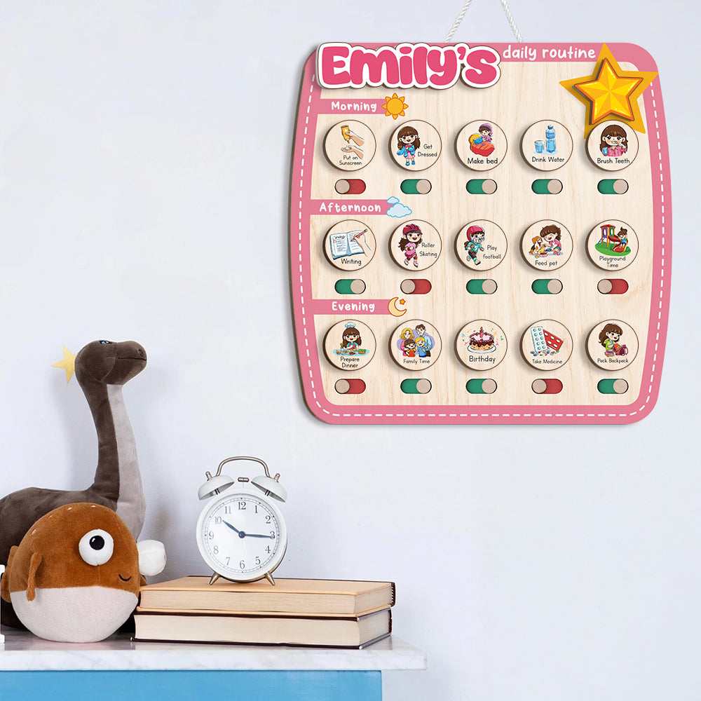 Personalized Wooden Chore Chart for Kids, Toddler Routine Board, Visual Schedule for Kids Age 3-5, Gift for Kids